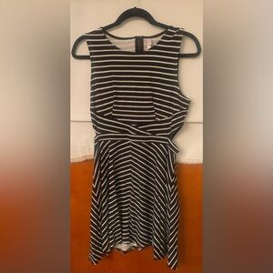 Black and white striped cut out dress